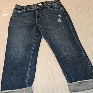 KanCan Dark Blue Distressed Ankle Jeans